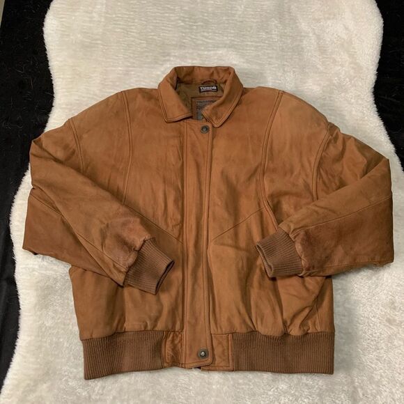 VTG Wilson’s Adventure Bound Thinsulate‎ Leather Brown Full Zip Large Jacket Y2K - Picture 1 of 10